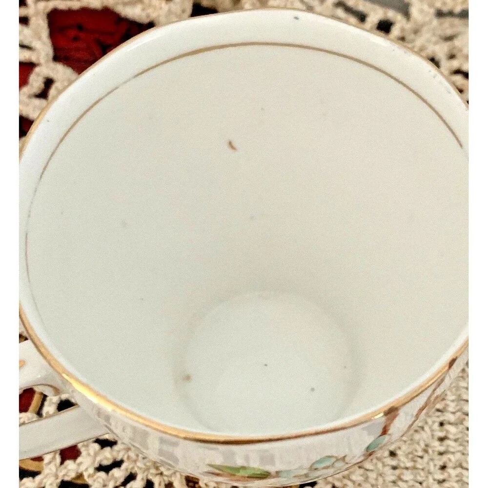 Bone China Tea Cup Saucer Duo Roslyn Picta circa 1950s Vintage England